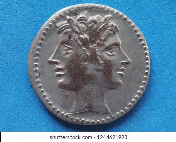 ancient roman coin with Janus Bifrons god
