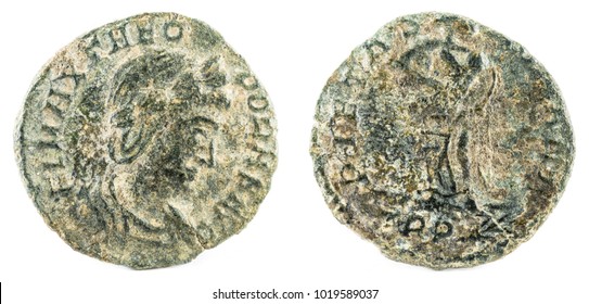 Ancient Roman Copper Coin Of Theodora.