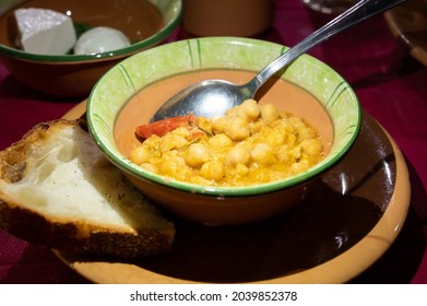 Ancient Roman Food Antipasto Chick Pea Salad With Tomatoes And Olive Oil Close Up