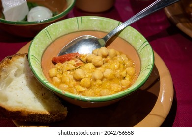 Ancient Roman Food Antipasto Chick Pea Salad With Tomatoes And Olive Oil Close Up