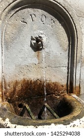 Ancient Roman Fountain With Text SPQR That Means Roman Senate And Roman People In Latin Language In Rome Italy