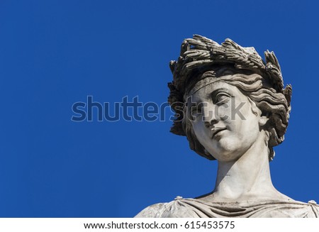 Ancient Roman or Greek neoclassical statue in Rome (with copy space)