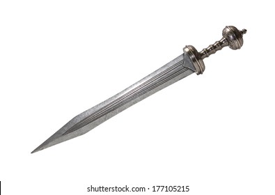 Ancient Roman military sword on white background. Clipping path is included
