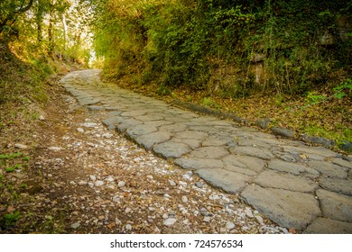 Ancient Roman Road In San Vittorino, Roma. Italy