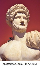 Ancient Roman Sculpture Of The Emperor Hadrian, Builder Of Hadrian's Wall. 