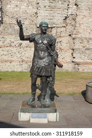 Ancient Roman Statue Of Emperor Trajan In London, UK