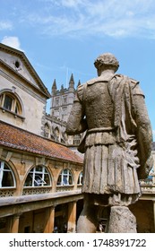 An Ancient Roman Statue Looks On At Bath Cathedral