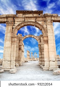 Ancient Roman Time Town In Palmyra, Syria.