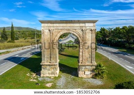 Ancient roman triumphal arch in Bara province of Tarragona Spain 