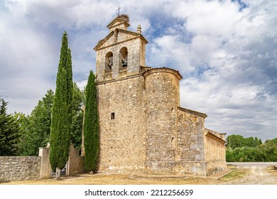 Ancient romanesque church of Nuestra Señora de la Asunción in Castillejo de Mesleón in the province of Segovia. Spain - Shutterstock ID 2212256659