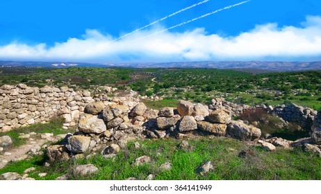 Ancient Ruins In Adulam Park Of Israel. A Biblical Landscape.