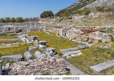 Ancient Ruins at archaeological site of Philippi, Eastern Macedonia and Thrace, Greece