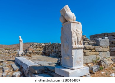 Ancient Ruins At Delos Island In Greece