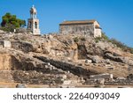 Ancient ruins in Elefsina, or Eleusis, a suburban city and municipality in the West Attica regional unit of Greece.