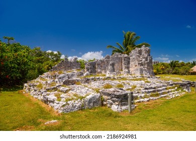 Ancient Ruins Of Maya In El Rey Archaeological Zone Near Cancun, Yukatan, Mexico.