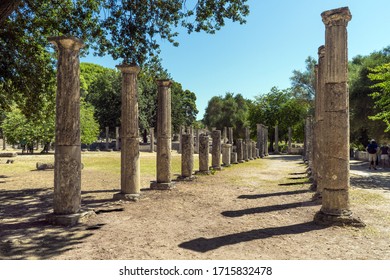 Ancient ruins in Olympia, Peloponnese, Greece. 