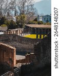 Ancient ruins of Pompei city (Scavi di Pompei), Naples, Italy. View of ancient city of Pompeii, Pompei is ancient Roman city died from eruption of Mount Vesuvius in 1st century, Naples, Italy.