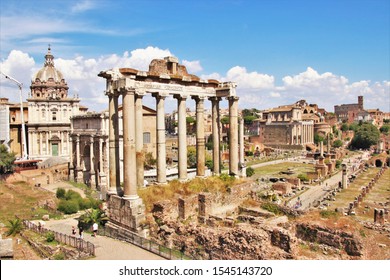 Ancient Ruins Of The Roman Forum In Rome, Italy