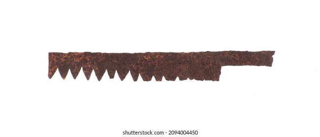 ancient rusty saw isolated on white background
