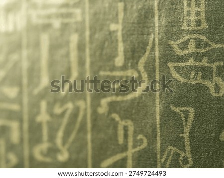Ancient script etched into weathered stone surface. Faded glyphs carved with precision, hinting at lost civilizations. Warm sepia tone evokes mystery and historical depth. Perfect for academic. Ideal