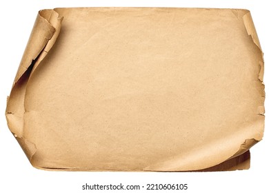 Ancient scroll isolated on white background. Texture of paper manuscript with shabby edges - Shutterstock ID 2210606105
