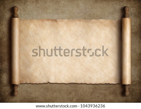 Ancient scroll parchment over old paper background