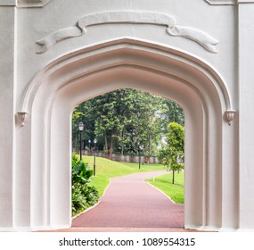 Ancient Singapore Gothic Gate In Fort Canning Park