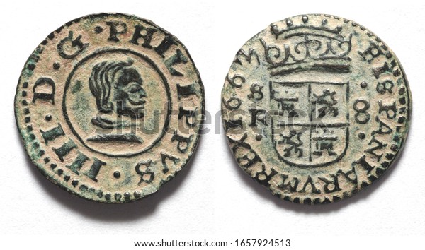 Ancient Spanish coin of 17th\
century