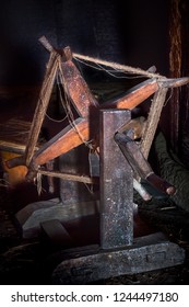 Ancient Spinning Wheel Of Rural Agriculture, At The 