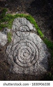 Ancient Spiral Stone Carving at Celtic Passage Tomb, Ireland - Shutterstock ID 1830906338
