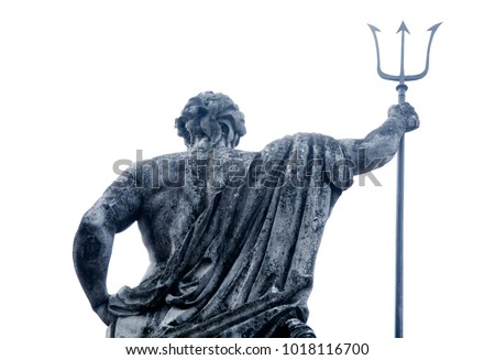 The ancient statue of god of seas and oceans Neptune (Poseidon) as symbol of power and strenght