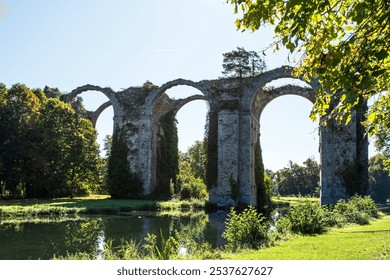 Ancient stone aqueduct in Maintenon, France - Powered by Shutterstock