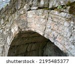 An ancient stone arch with engraved inscriptions in The Sanctuary of the Nymphs and Aphrodite near Dimitrovgrad and Haskovo, Bulgaria. The best preserved Thracian sanctuary in Bulgaria