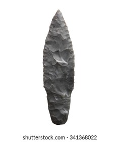 Ancient stone knife on a white background, isolated 