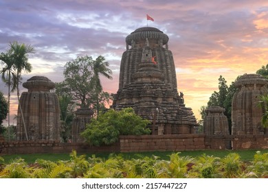 Ancient stone Lingaraja Temple of Lord Shiva at sunset built in 11th century CE at Bhubaneswar Odisha, India
