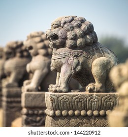 Ancient Stone Lion On Beijing Marco Polo Bridge