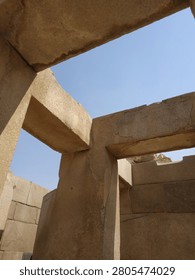 Ancient stone pillars and megastructures inside the Valley Temple of Giza.
