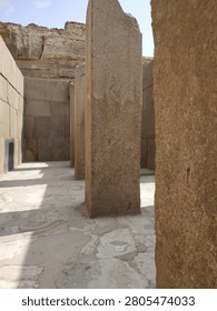 Ancient stone pillars and megastructures inside the Valley Temple of Giza.
