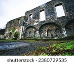 Ancient Stone Ruins Archways, Historical, Lush Greenery at Villers-la-Ville Abbey, Belgium