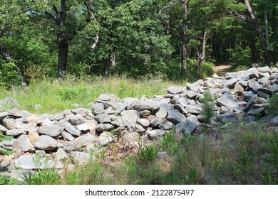 Ancient Stone Wall At Fort Mountain State Park In Georgia