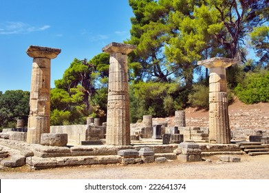 Ancient Temple Of Goddess Hera, Olympia.