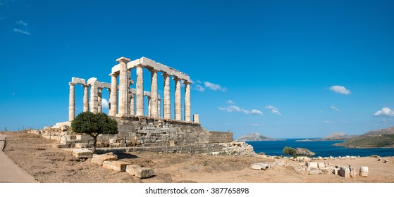 Ancient temple of Poseidon at Cape Sounion. Greece