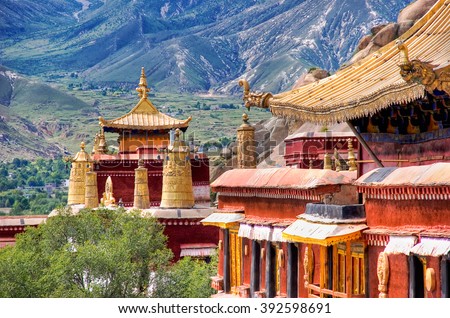 Ancient temples. Sera monastery near Lhasa, Tibet