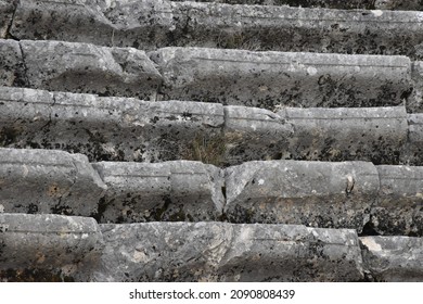 Ancient Theater Cavea Detail. Stone Seats.