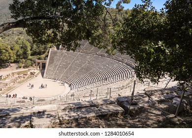 The Ancient Theater Of Epidaurus Or Epidavros, Argolis Regional Unit, Peloponnese, Greece.