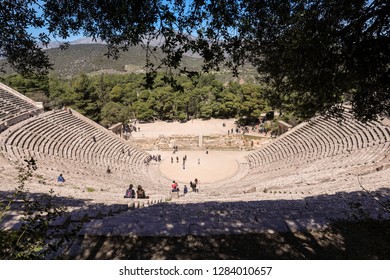 The Ancient Theater Of Epidaurus Or Epidavros, Argolis Regional Unit, Peloponnese, Greece.