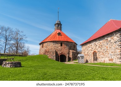 Ancient tower of Lars Torstenson in the stone fortress of Korela on the island of the Vuoksa River. Priozersk, Russia. - Powered by Shutterstock