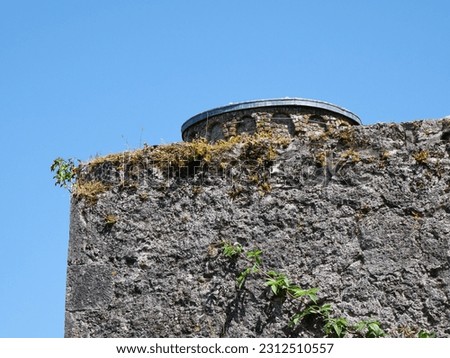 Ancient tower wall background, Blarney castle in Ireland, celtic fortress