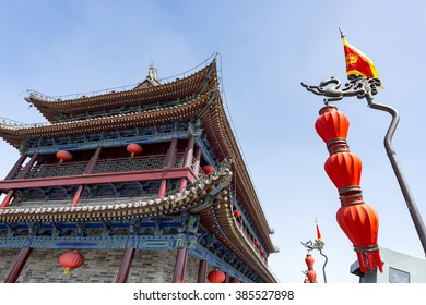ancient tower in xian city wall ,China - Shutterstock ID 385527898