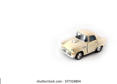 Ancient Toy Car Isolated On White